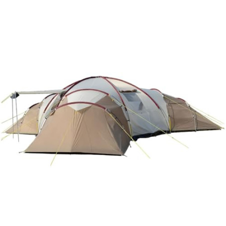 Skandika Kuppelzelt Turin für 12 Personen | Großes Camping Zelt, 3 Schlafkabinen, 200 cm Stehhöhe, 5000 mm Wassersäule, Famil