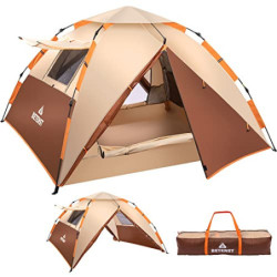 BETENST Camping Zelt, Pop Up Zelt 3 Personen Familie Kuppelzelt Wasserdicht Winddicht mit 2 Mesh-Tür, 2 Mesh-Fenster, 2 in 1 