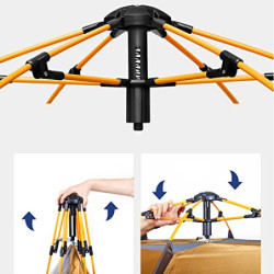 HEWOLF Camping Zelt 3-4 Personen Kuppelzelt Wasserdicht UV-Schutz Pop Up Zelt Doppelschicht Wurfzelt Sechseckiges Sekundenzel