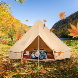 VEVOR Glockenzelt 4 x 2,5 m Jurten Zelt TC-Baumwolle und robusten Eisenstangen mit Einer PVC-Bodenplane Campingzelt 6 Persone