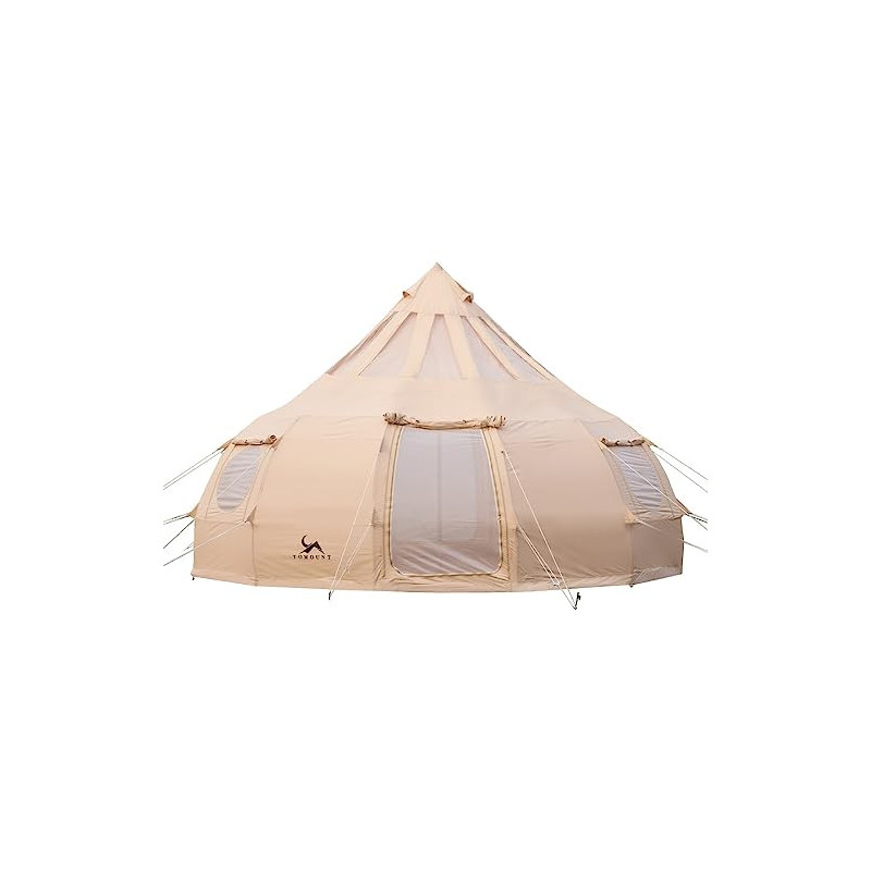TOMOUNT Tipi Baumwolle Zelt 8 Personen Zwiebelzelt Familienzelt Canvas Pyramiden Jurtenzelt Große Glamping Wassertropfen-Zelt TOMOUNT Tipi Baumwolle Zelt 8 Personen Zwiebelzelt Familienzelt Canvas Pyramiden Jurtenzelt Große Glamping Wassertropfen-Zelt