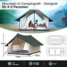 KingCamp Mountain In C2 Wandzelt, 4-5 Personen Campingzelt mit Panorama-Dachfenster, Familienzelt, Hauszelt wasserdicht, groß