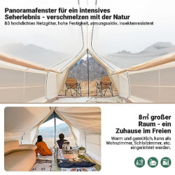 KingCamp Mountain In C2 Wandzelt, 4-5 Personen Campingzelt mit Panorama-Dachfenster, Familienzelt, Hauszelt wasserdicht, groß
