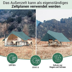 KingCamp Mountain In C2 Wandzelt, 4-5 Personen Campingzelt mit Panorama-Dachfenster, Familienzelt, Hauszelt wasserdicht, groß
