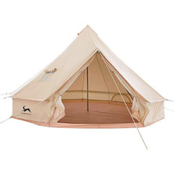 TOMOUNT Glockenzelt 4m Glamping Zelt für 4-6 Personen Baumwolle Campingzelt Familienzelt Tipi Zelt Teepee Pyramidenzelt für G