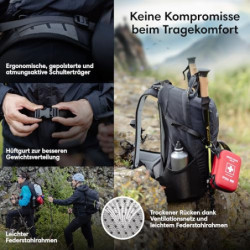 Otaro Wanderrucksack 20L  Schwarz  Rucksack mit Rückenbelüftung & Regenschutz | Wanderrucksack Herren, Wanderrucksack Damen |