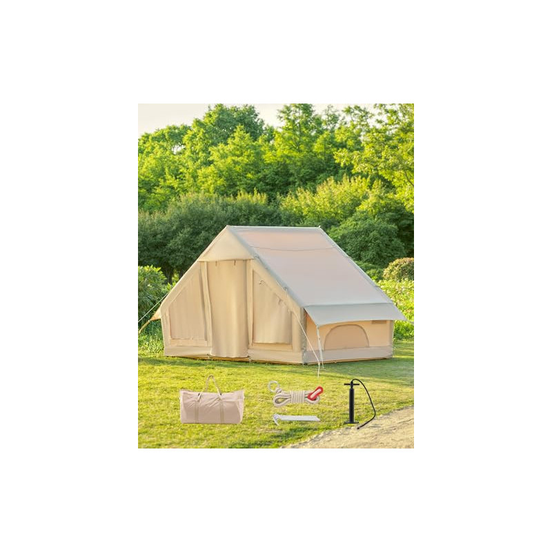 DARTMOOR Aufblasbares Campingzelt mit Pumpe 4-6 Personen Tragbares Familienzelt 3×2,1×2,1m Wasserdichtes Glamping Zelt 4-Jahr