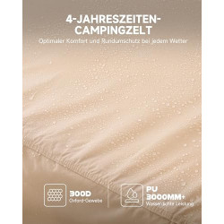 DARTMOOR Aufblasbares Campingzelt mit Pumpe 4-6 Personen Tragbares Familienzelt 3×2,1×2,1m Wasserdichtes Glamping Zelt 4-Jahr