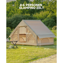 DARTMOOR Aufblasbares Campingzelt mit Pumpe 4-6 Personen Tragbares Familienzelt 3×2,1×2,1m Wasserdichtes Glamping Zelt 4-Jahr
