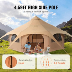 VEVOR Glockenzelt 5 x 2,8 m Jurten Zelt TC-Baumwolle und robusten Eisenstangen mit Einer Bodenplane aus Oxford-Stoff Campingz