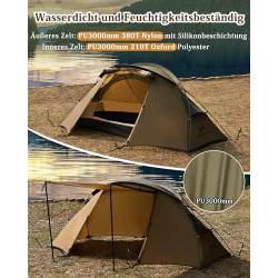 TOMOUNT Zelt 1 Person Nylon Ultraleichte Campingzelt Kleine Packungsgröße, 4 Saison Wasserdicht & Winddicht Kompakt Kuppelzel