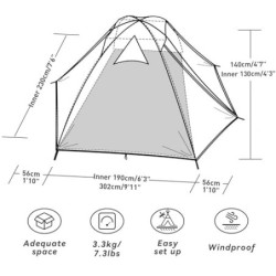 Forceatt Zelt 3 Personen Camping Wasserdicht 3-4 Saison,Ultraleicht Zelte Mit Kleinem Packmaß, Kuppelzelt Sofortiges Aufstell