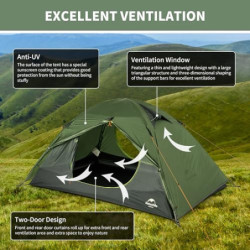 Naturehike Ultraleichtes Zelt 2 Personen Camping Zelt Wasserdicht & Winddicht Kuppelzelt für Outdoor Trekking Rucksackreisen