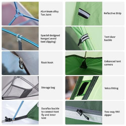 Naturehike Cloud up 1 Zelt Ultraleichte Zelt 1 Person Einzelzelt 1 Mann Zelt für 4 Jahreszeiten Zelt Camping Zelt  210T Grün 