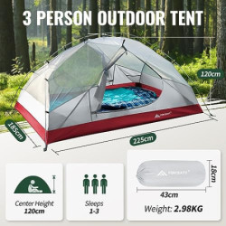 Forceatt Zelt 3 Personen Camping Zelt, Wasserdicht und Winddicht 3-4 Jahreszeiten Ultraleichtes Rucksackzelt, Kann Sofort Ins