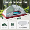 Forceatt Zelt 3 Personen Camping Zelt, Wasserdicht und Winddicht 3-4 Jahreszeiten Ultraleichtes Rucksackzelt, Kann Sofort Ins