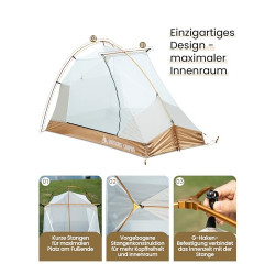 OneTigris Mona Ultraleicht Zelt 1 Person unter 2 kg, Camping Zelt wasserdicht 3000 mm, Bikepacking Zelt kleines Packmaß für W