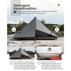 OneTigris HILLRIDGE Ultraleicht Zelt 1 2 Personen wasserdicht 3000 mm 3 Jahreszeiten Campingzelt Doppelschicht Moskitoschutz 