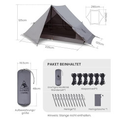 OneTigris HILLRIDGE Ultraleicht Zelt 1 2 Personen wasserdicht 3000 mm 3 Jahreszeiten Campingzelt Doppelschicht Moskitoschutz 