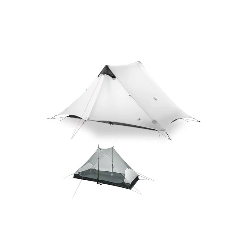 MOXIHIKE 3FULGEAR Lanshan 2 Zelt 2 Personen Ultraleichtes Campingzelt, 3/4 Saison Professionelles 15D Silnylon Stangenloses Z