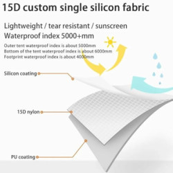 MOXIHIKE 3FULGEAR Lanshan 2 Zelt 2 Personen Ultraleichtes Campingzelt, 3/4 Saison Professionelles 15D Silnylon Stangenloses Z