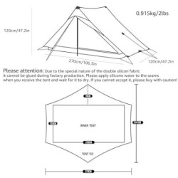 3FULGEAR Lanshan 2 Pro Zelt 2 Personen Ultraleichtes Campingzelt, 3/4-Jahreszeiten-Profizelt aus 20D Silnylon ohne Stangen fü
