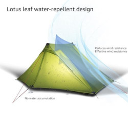 3FULGEAR Lanshan 2 Pro Zelt 2 Personen Ultraleichtes Campingzelt, 3/4-Jahreszeiten-Profizelt aus 20D Silnylon ohne Stangen fü