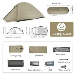 Naturehike Cloud Up Pro 2 Personen Zelt Doppeltes Ultraleichtes Campingzelt Regenfest Camping Wandern Zelt 3-4 Saison Zelt