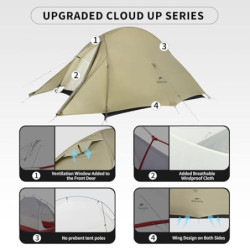 Naturehike Cloud Up Pro 2 Personen Zelt Doppeltes Ultraleichtes Campingzelt Regenfest Camping Wandern Zelt 3-4 Saison Zelt