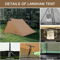 RDYMONKEY UL Gear Lanshan 2 Zelt 2 Personen Ultraleichtes Wasserdichtes Professionelles Wanderzelt für 2 Person Camping Doppe