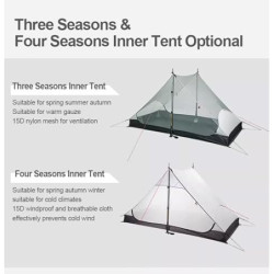 RDYMONKEY UL Gear Lanshan 2 Zelt 2 Personen Ultraleichtes Wasserdichtes Professionelles Wanderzelt für 2 Person Camping Doppe