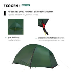 Wechsel Trekkingzelt Exogen 1 Personen Geodät Camping Fahrrad Biwak Zelt 1,48 kg