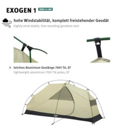 Wechsel Trekkingzelt Exogen 1 Personen Geodät Camping Fahrrad Biwak Zelt 1,48 kg
