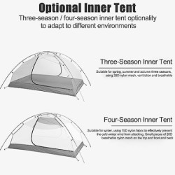 3FULGEAR Taiji 2 Camping Zelt Ultraleichtes, wasserdichtes, professionelles Backpacking-Zelt, 2-Personen-Zelt für Camping/Ang