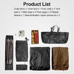 3FULGEAR Taiji 2 Camping Zelt Ultraleichtes, wasserdichtes, professionelles Backpacking-Zelt, 2-Personen-Zelt für Camping/Ang
