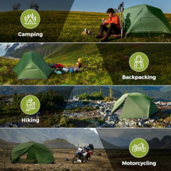 ATEPA Campingzelt 1 Person Wasserdicht Ultraleicht Rucksackzelt Einfach aufzubauen Doppelschicht Solo Zelt zum Wandern Nylon