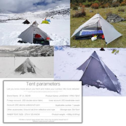 3FULGEAR Lanshan 1 Pro Outdoor Ultraleichtes Campingzelt für 1 Person 3/4 Saison Professionelles 20D Nylon Silikon Zelt für C