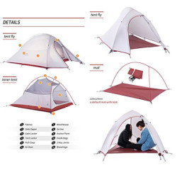 Naturehike Cloud-up 2 Ultraleichtes Campingzelt für 2 Personen - Wasserdichtes Doppelschicht Backpackingzelt 4 Seasons Grün 