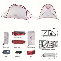 Naturehike Hiby Zelt für 3 Persone Großes Tunnelzelt Campingzelt Familienzelt Ultraleichte Zelt 3000 mm Wassersäule mit 1 Sch