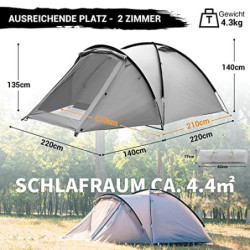 KingCamp Ultraleicht Camping Zelt 2-Personen-Zelt Wasserdicht PU2000MM, Kompakt Rucksack Zelt für Trekking und Outdoor