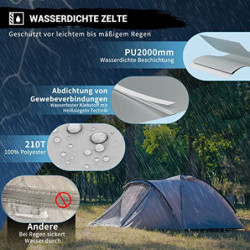 KingCamp Ultraleicht Camping Zelt 2-Personen-Zelt Wasserdicht PU2000MM, Kompakt Rucksack Zelt für Trekking und Outdoor