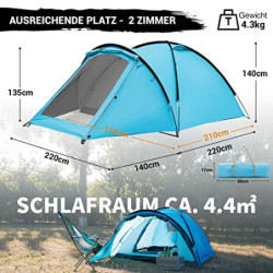 KingCamp Camping Zelt 2-3 Personen Zelt mit Vorzelt leichtes Campingzelt Kompakt Ultraleichte Zelt 3 Mann Zelt Wasserdicht & 