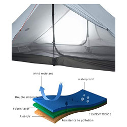 2 Pro Tent Ultraleichtes Campingzelt für 2 Personen im Freien 3/4 Saison Professionelles 20D silikonbeschichtetes Zelt Good S