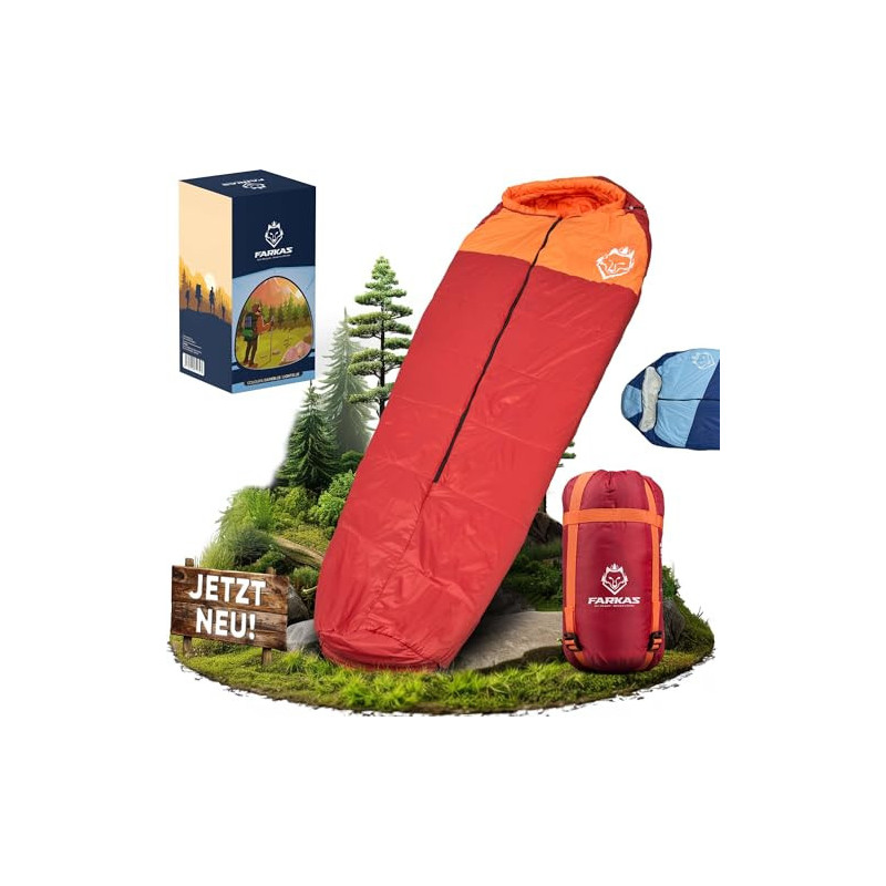 FARKAS Schlafsack Outdoor 3-Jahreszeiten für Erwachsene Sommer, Frühling, Herbst Wasserdicht Ultraleicht Schlafsack kleines FARKAS Schlafsack Outdoor 3-Jahreszeiten für Erwachsene Sommer, Frühling, Herbst Wasserdicht Ultraleicht Schlafsack kleines