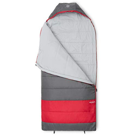 JUSTCAMP Melvin XXL Schlafsack, extra groß & breit  235 x 100 cm  für Erwachsene, 3-Jahreszeiten Sommerschlafsack grau - leic