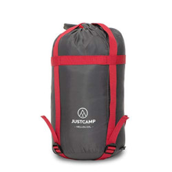 JUSTCAMP Melvin XXL Schlafsack, extra groß & breit  235 x 100 cm  für Erwachsene, 3-Jahreszeiten Sommerschlafsack grau - leic