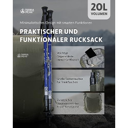 Terra Peak - Wanderrucksack Airant 20 Rückenbelüftung für Damen & Herren mit belüftetem Netz-rücken grün klein - zum Wandern 