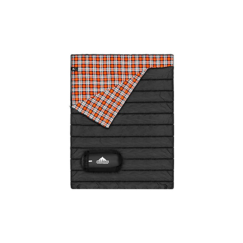 Mcota Doppelschlafsack aus Baumwollflanell, für Camping, Rucksackreisen oder Wandern, Queen-Size-Größe für 2 Personen, wasser