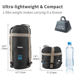 Schlafsack Outdoor, Ohuhu Kleines Packmaß & Ultraleicht  860g  Sommer, Tragbar Leicht Wasserdicht Deckenschlafsack mit Kompre