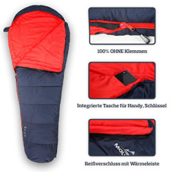 MOUNTREX® Schlafsack - Kleines Packmaß & Ultraleicht  760g  - Outdoor Sommer Schlafsack, Mumienschlafsack  205x80cm  - Kompak